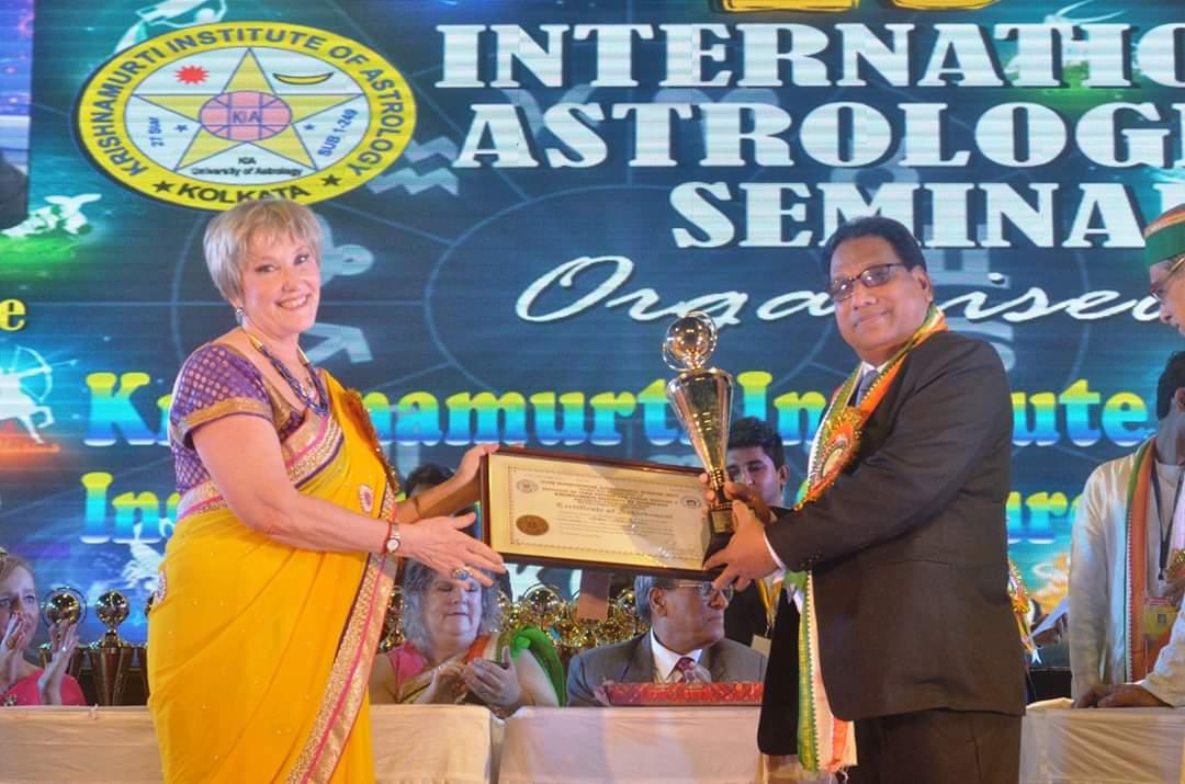 Trophy and certificate presented at the International Astrological Seminar organised by the Krishnamurti Institute of Astrology, Kolkata